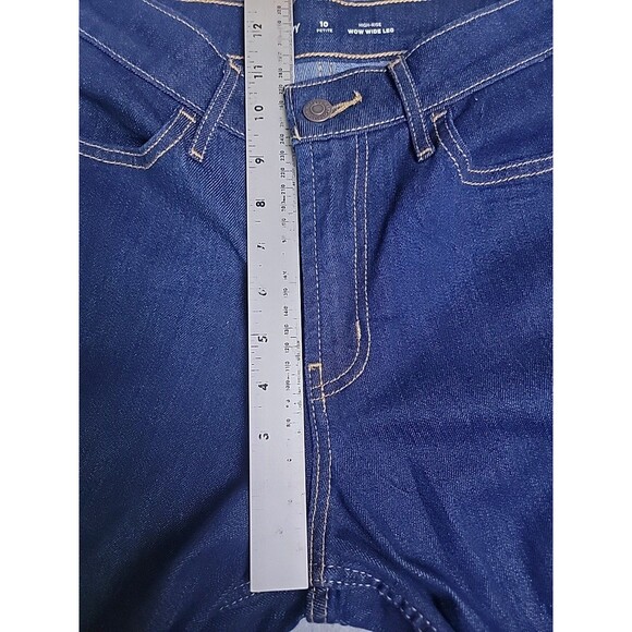 Old Navy Jeans Womens 10 P Petite 30x29 Wide Dark Blue Stretch High Rise Boho - Picture 7 of 13